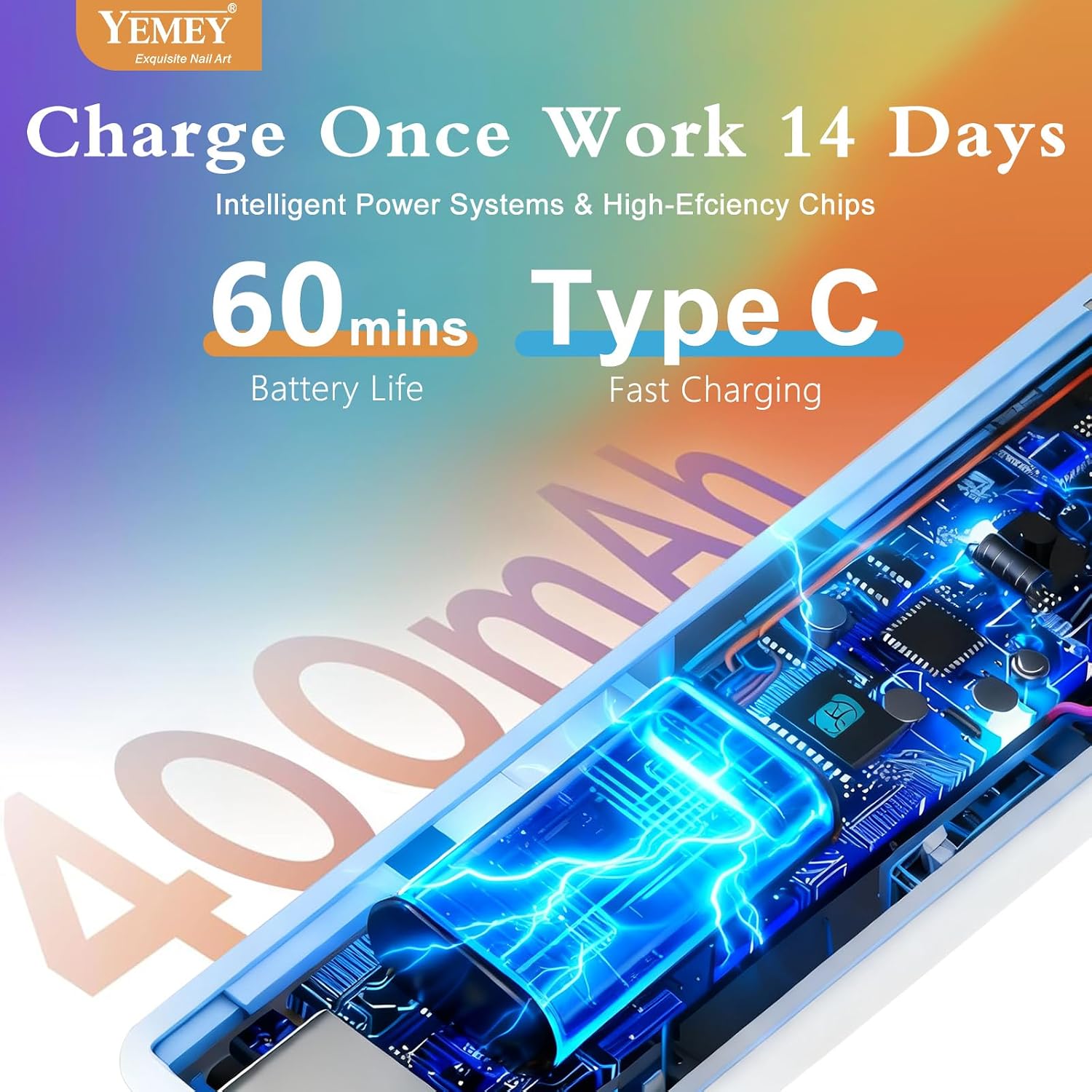 Detalle de YEMEY UV Nail Lamp 400mAh
