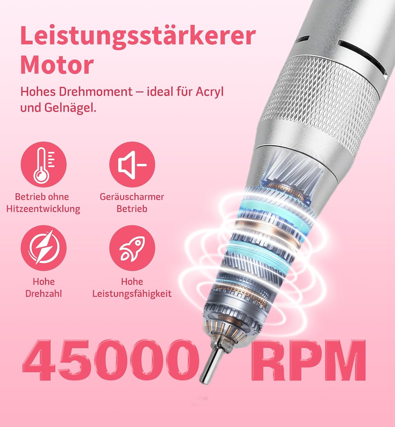 Detalle 2 de Ziweo Nagelfräser – Elektrische Nagelfeile 45000 U/min