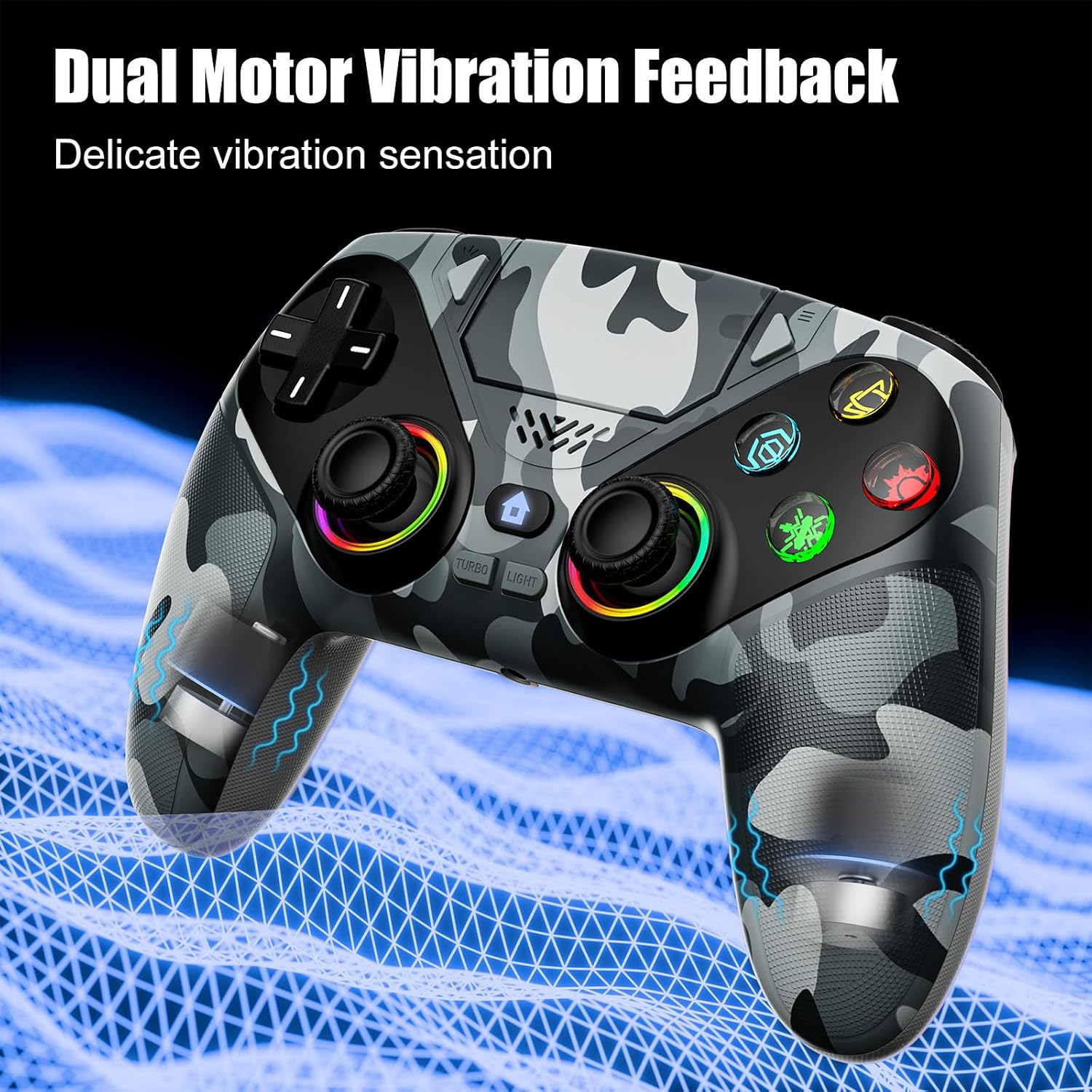 Thumbnail 5 de Dinosoo RGB Wireless-Controller für PS5/Pro/Slim/PC – Kabellos, Rückseit-Paddles, Touchpad & Turbo-Makro-Modus