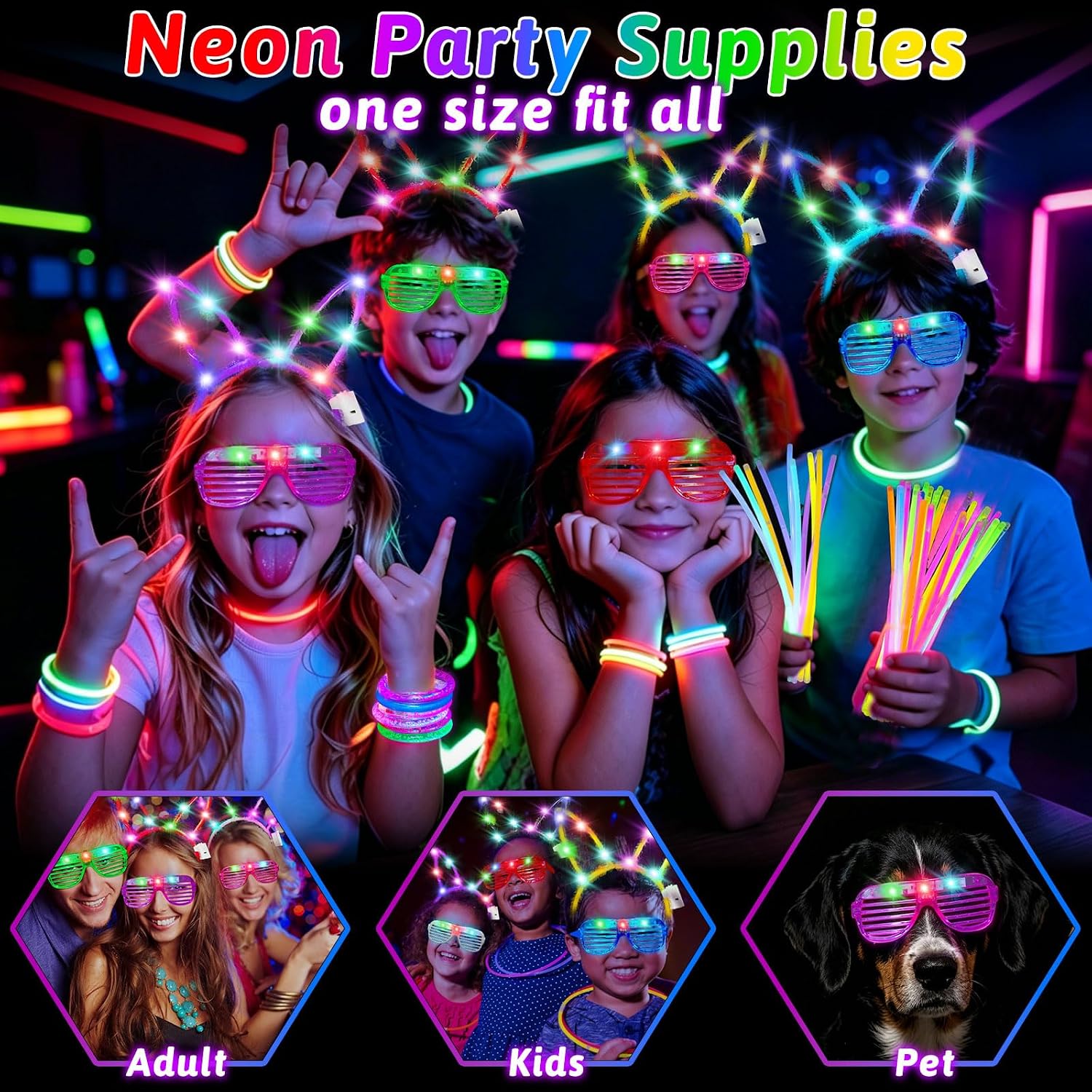 Thumbnail 6 de 156Pcs Glow in the Dark Party Supplies for Kids & Adults: Light Up Accessories Pack