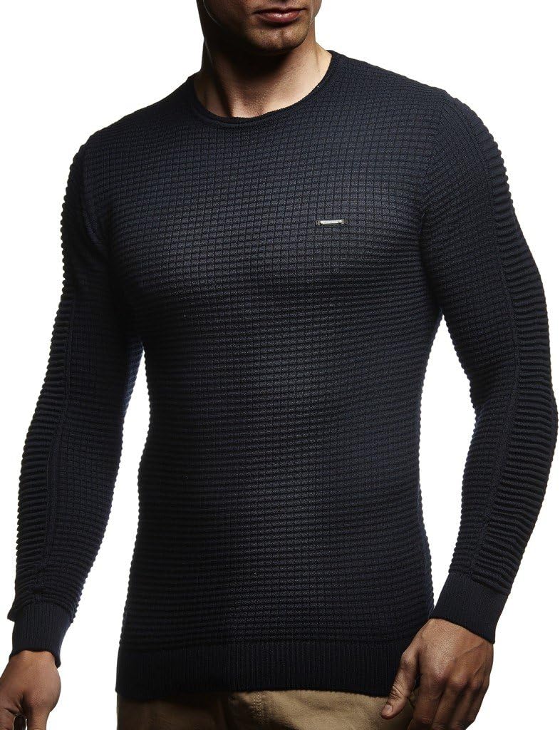 Detalle 2 de LEIF NELSON Pull LN1545 en Tricot Hoodie Basic Bleu Foncé - XXL
