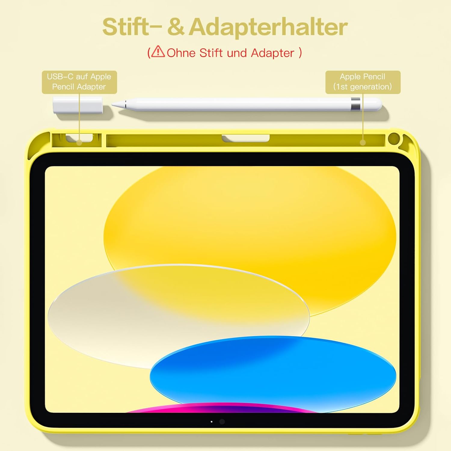 Thumbnail 3 de Vobafe Hülle für iPad A16 11. Generation / iPad 10. Generation (2022) – Transparent Rückseite, Stifthalter, Gelb