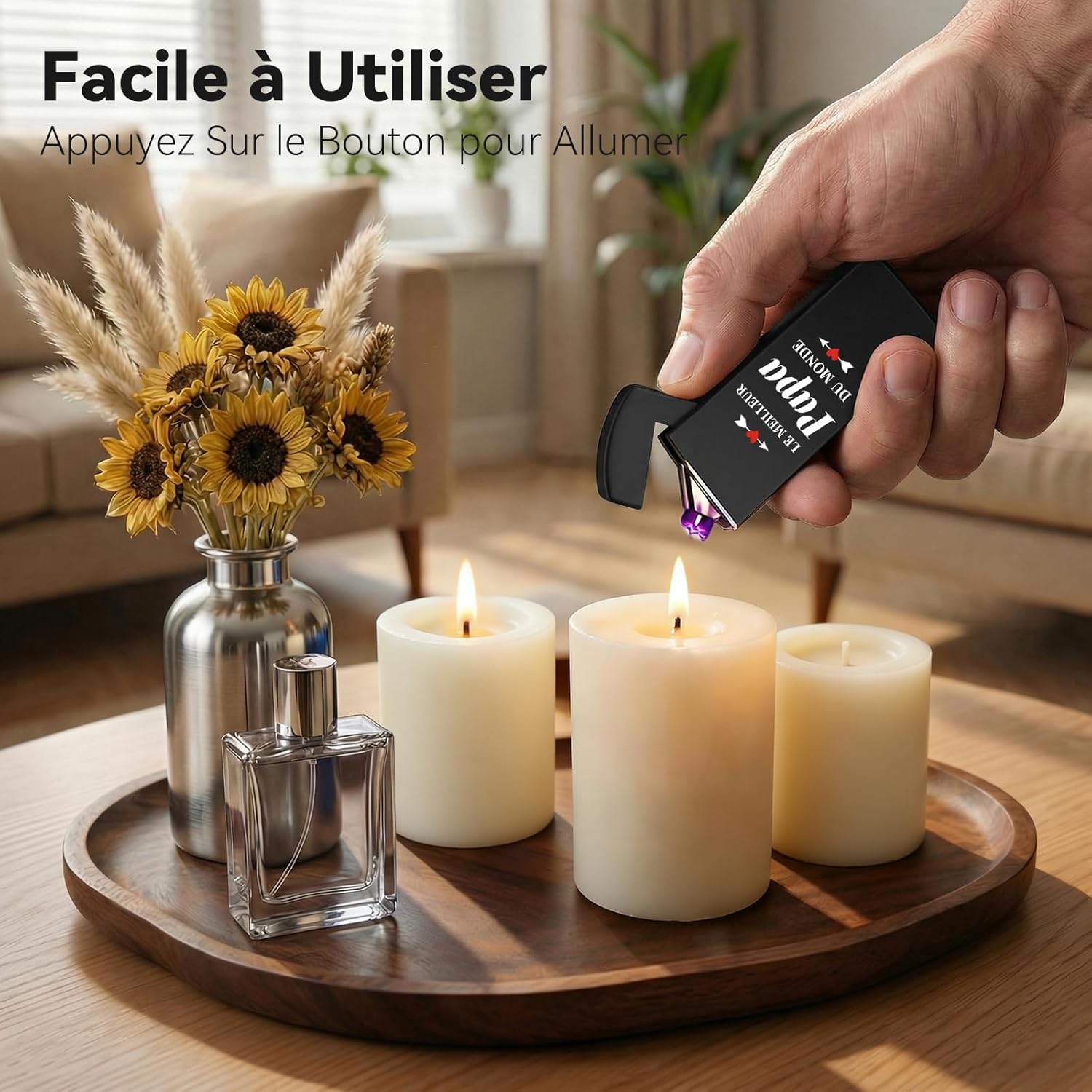 Detalle de Briquet électrique rechargeable Coquimbo Arc Double, cadeau Fête des Pères