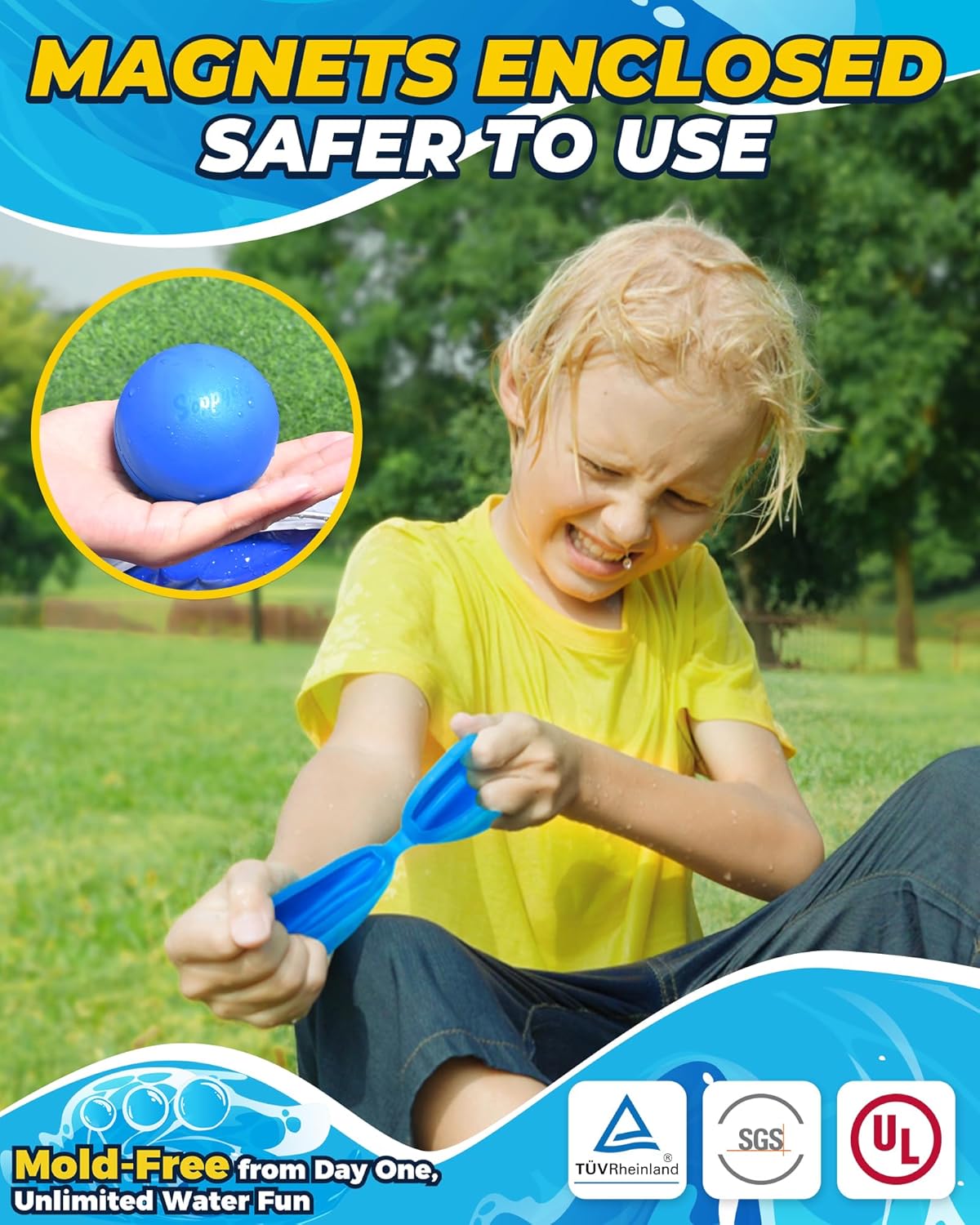 Thumbnail 1 de Reusable Water Balloons (20PCS) Quick Fill Self-Sealing Water Splash Bombs for Summer Pool & Beach Play