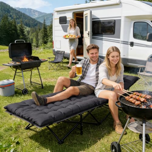 Detalle de Sekey Feldbett Klappbar XXL – 190 x 71 x 35 cm, inkl. Matratze, robustes Feldbett für Garten und Camping
