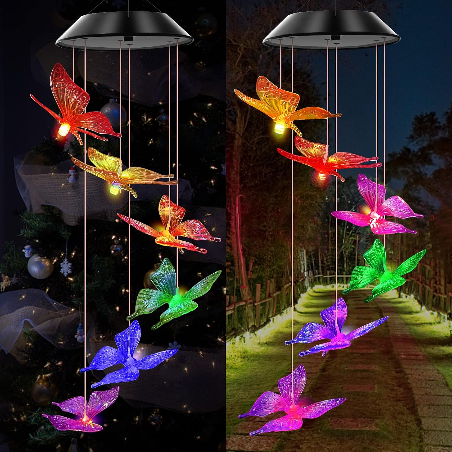 Detalle de WENANA Solar Wind Chime, Purple Butterfly