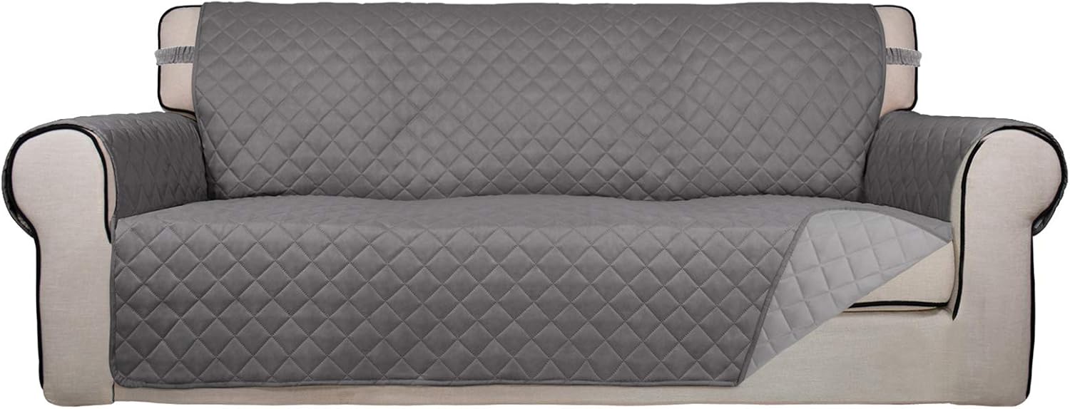 Detalle de PureFit Reversible Quilted Sofa Cover, Gray