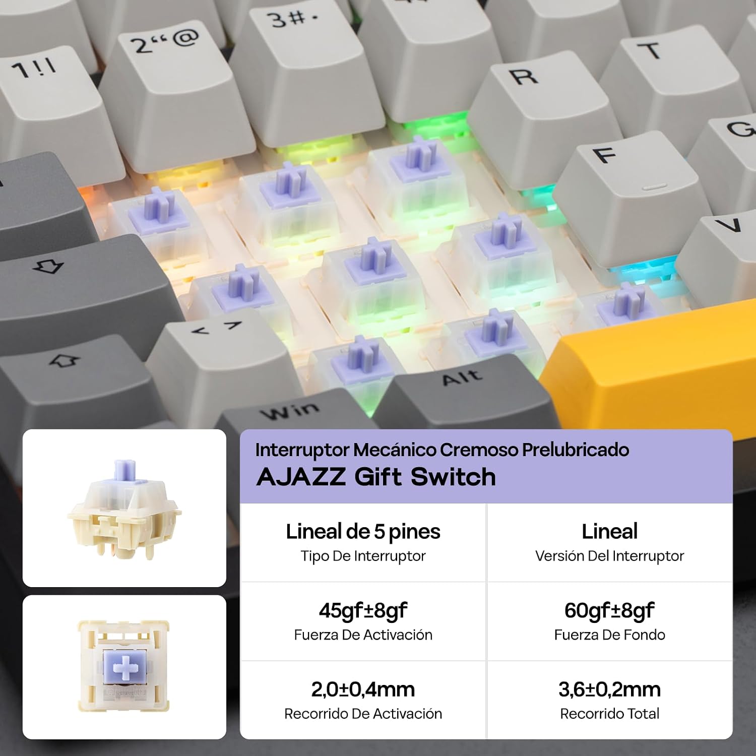 Detalle 2 de EPOMAKER Ajazz AK820 Pro ISO-ES: Teclado Mecánico Inalámbrico 75% con Pantalla TFT, Perilla y RGB para PC/Mac