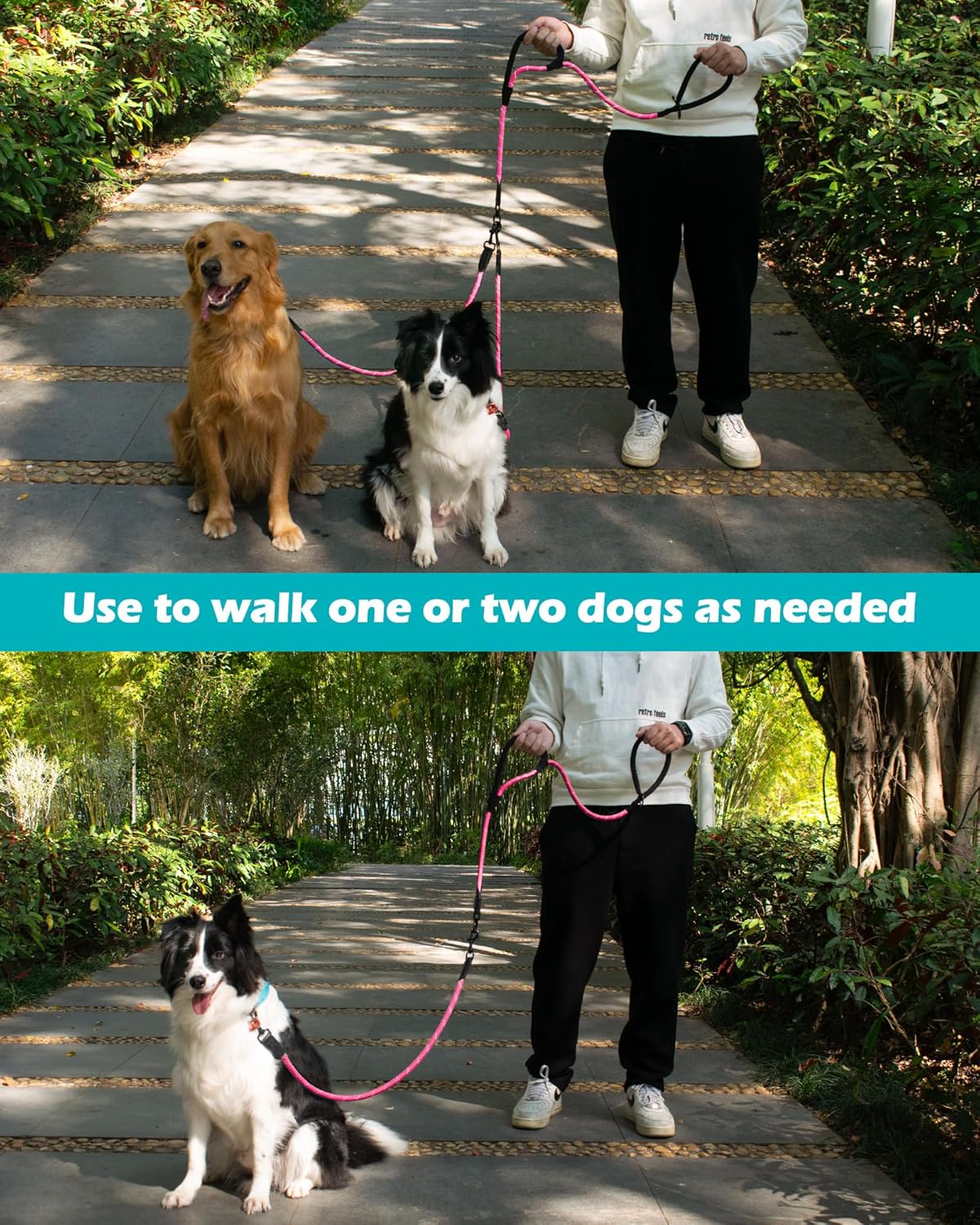 Thumbnail 4 de PetBonus Rope Double Dog Lead (No Tangle) with Reflective Handles and 360° Swivel Clip