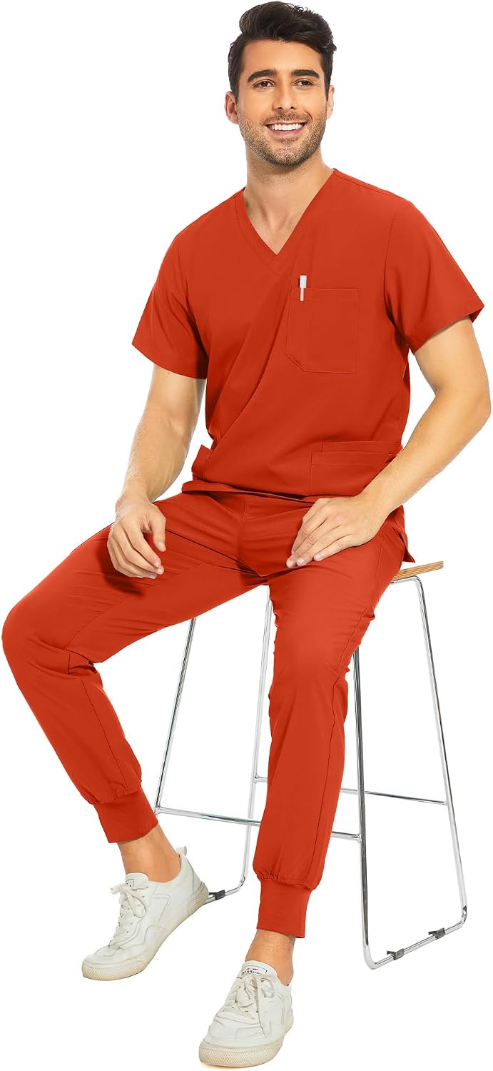 Detalle 2 de COZYFIT Men's Scrub Set with V-Neck Top