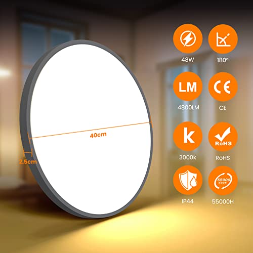Detalle de OTREN Plafón LED de Techo 48W Ø40 cm – Luz cálida 3000K, CRI>90, IP44