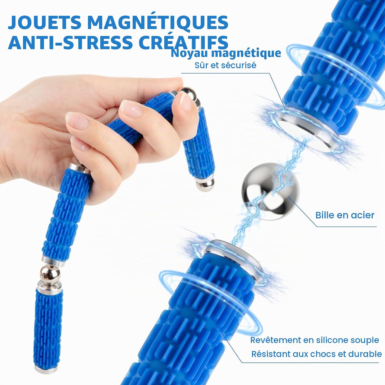Thumbnail 4 de Tigerhu FG-T018 BL magnetisch fidgetspeelgoed van siliconen, blauw