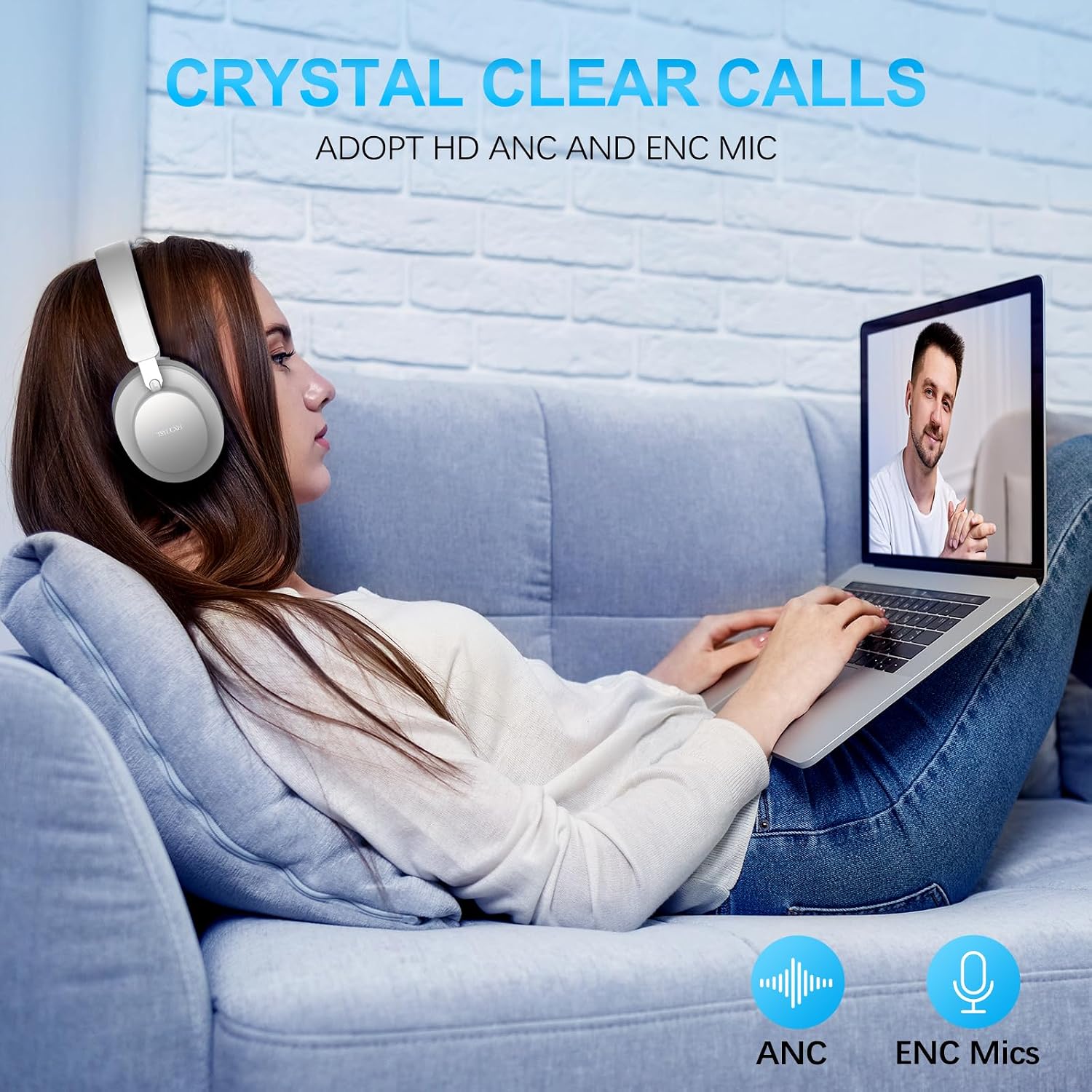 Thumbnail 3 de TSYUCXH Noise Cancelling Headphones Wireless Bluetooth – Over Ear, 65h Playtime, Grey