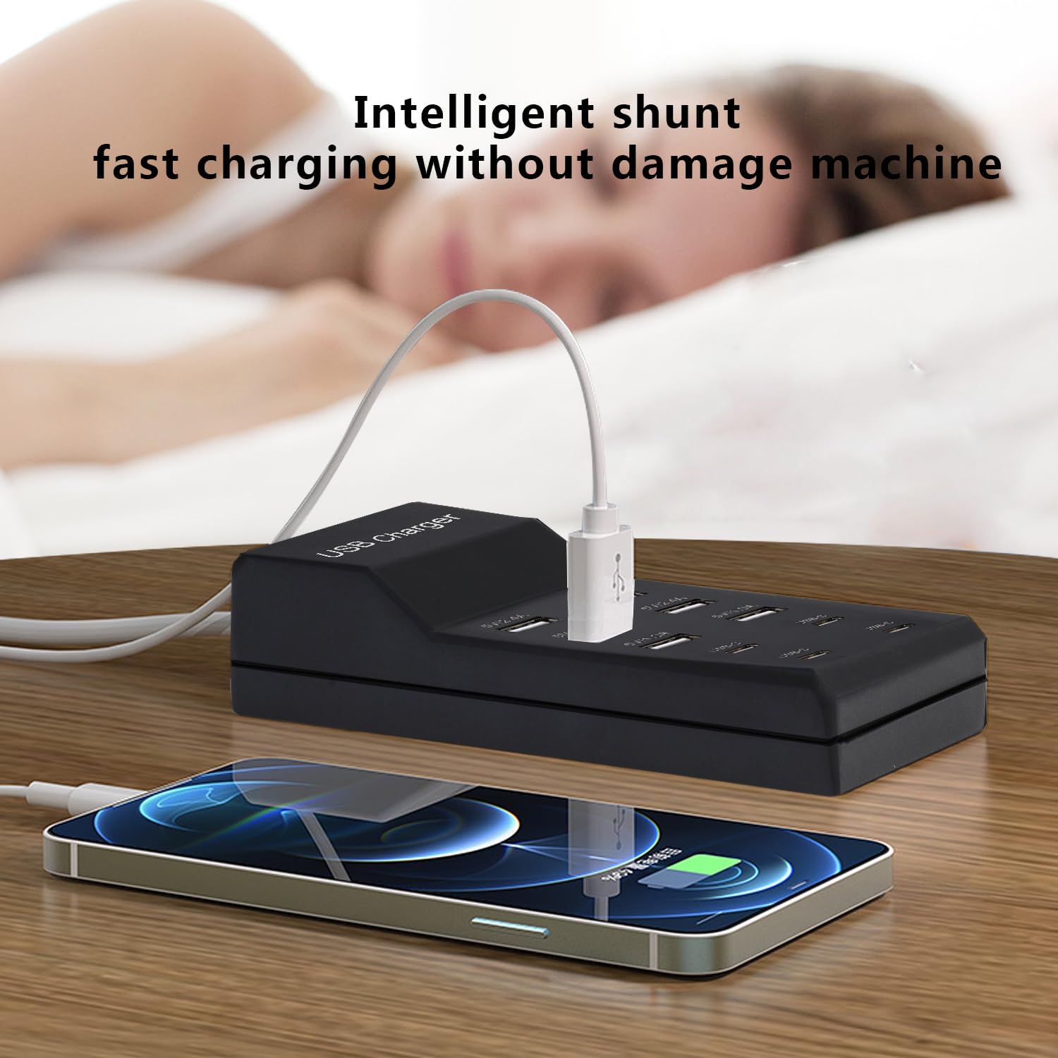 Detalle 2 de Wyssay 50W 10-Port USB Charging Station (4 USB-C + 6 USB-A) for iPhone, iPad, AirPods & more
