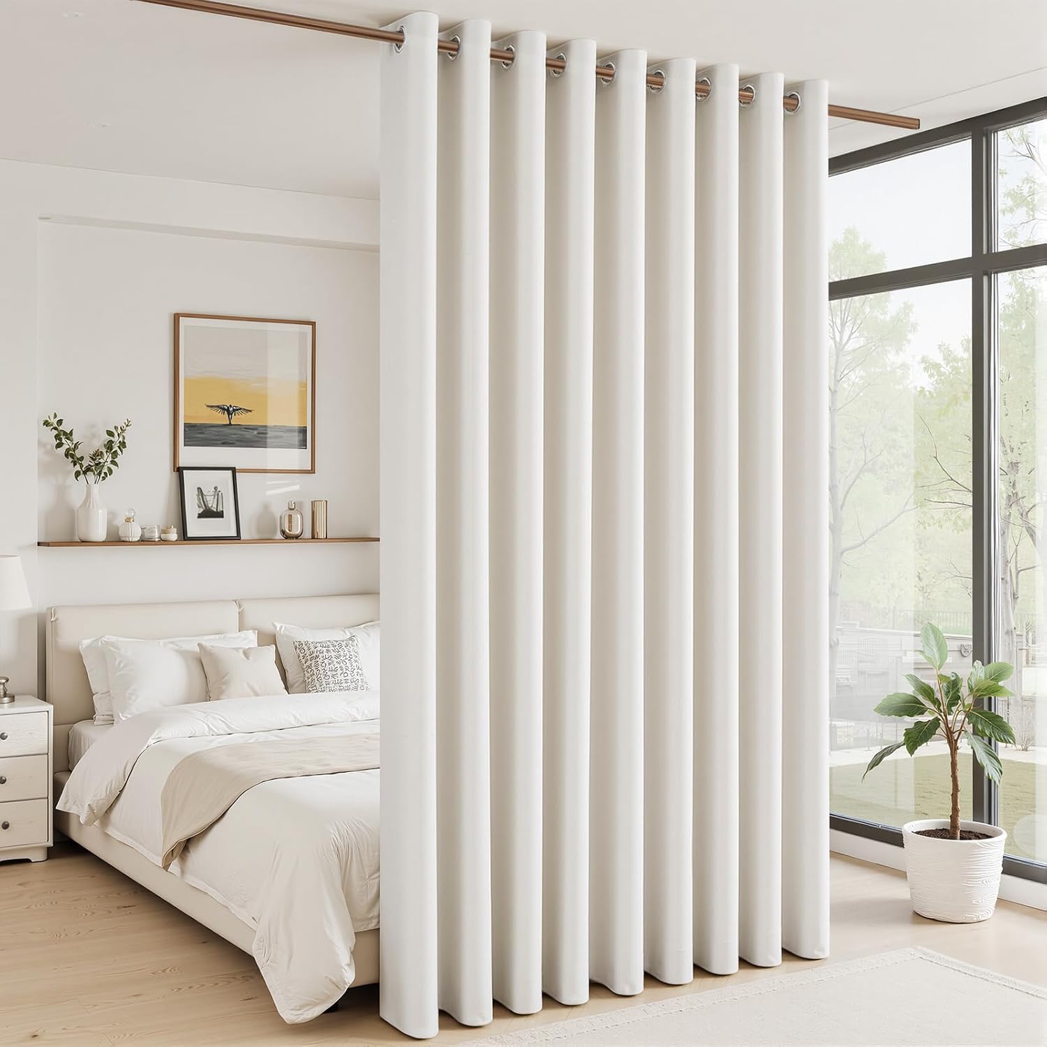 Thumbnail 5 de MRTREES Thermal-Insulated Beige Blackout Curtain (300 x 240 cm) with Eyelets