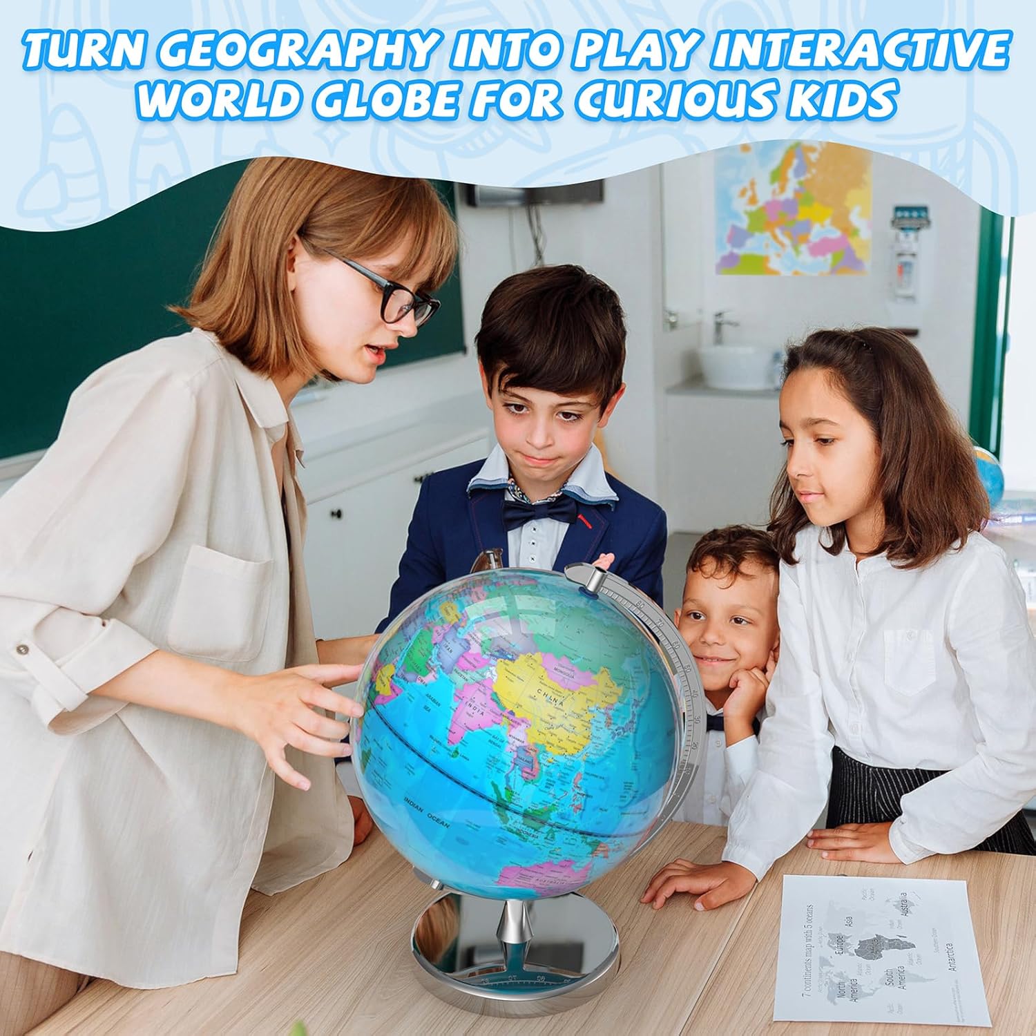 Thumbnail 6 de Voxelure 12-inch Illuminated World Globe for Kids & Adults (Globe Lamp + Night Light)