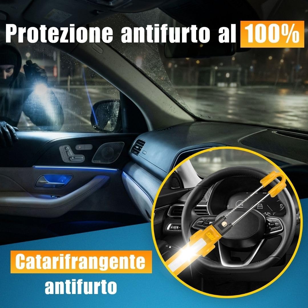 Thumbnail 1 de ATG Bloccasterzo Auto – Antifurto meccanico in acciaio temperato con riflettore integrato