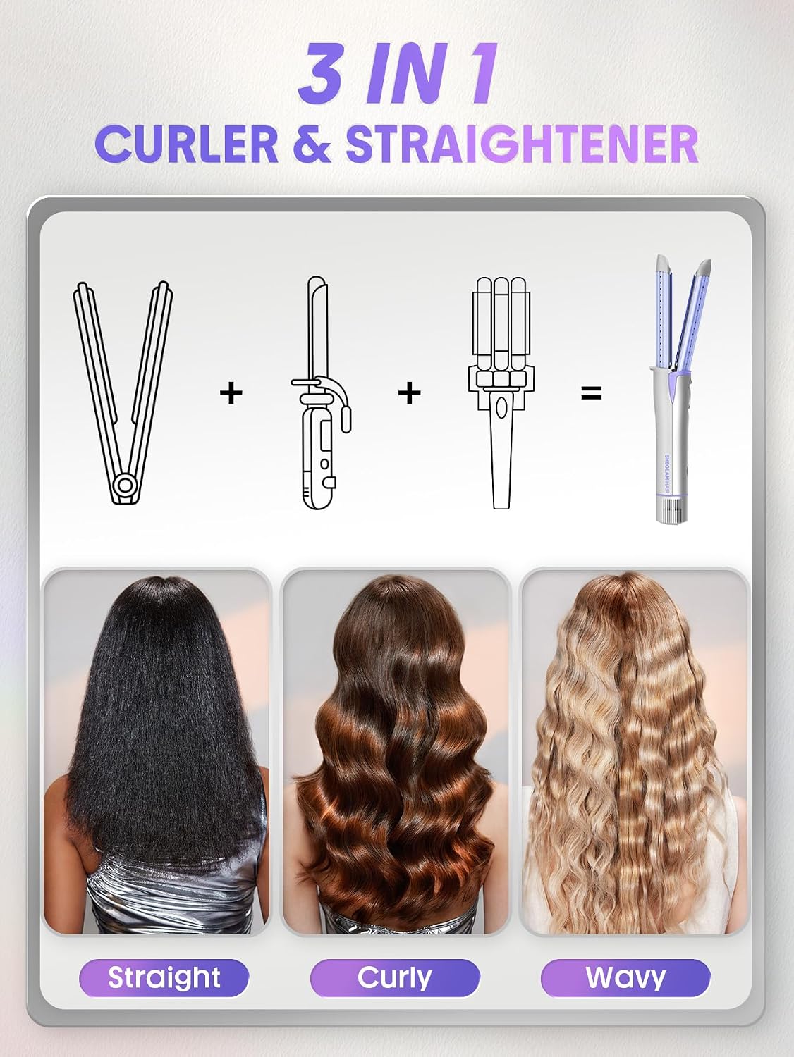 Detalle 2 de SHEGLAM Kamm‑Glätteisen Kaltluft 360° Styling 4 Stufen
