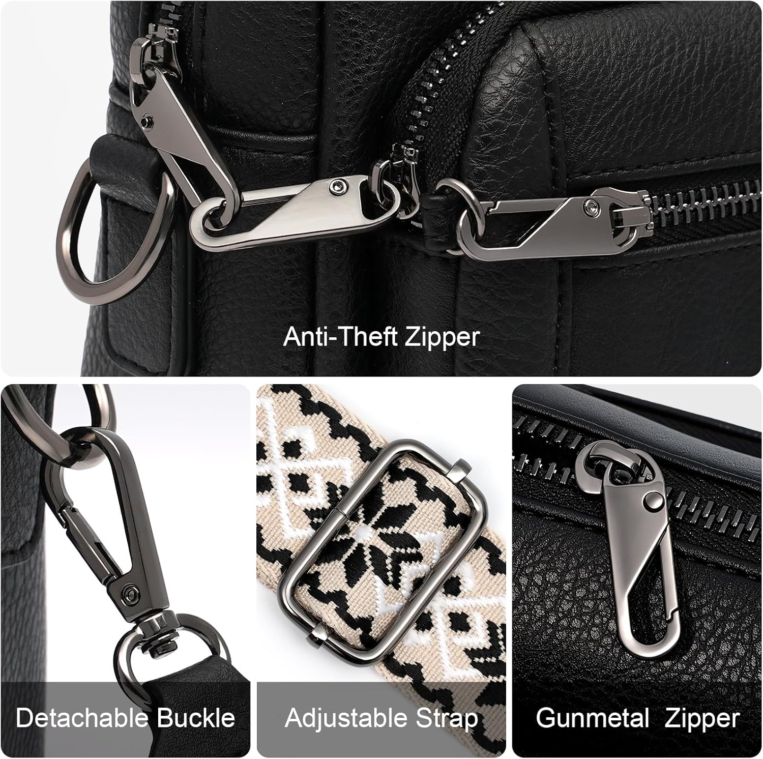 Thumbnail 2 de HILAEX Umhängetasche Damen mit Anti-Diebstahl-Sicherung und 4 Fächern – mittelgroß, verstellbarer breiter Gurt