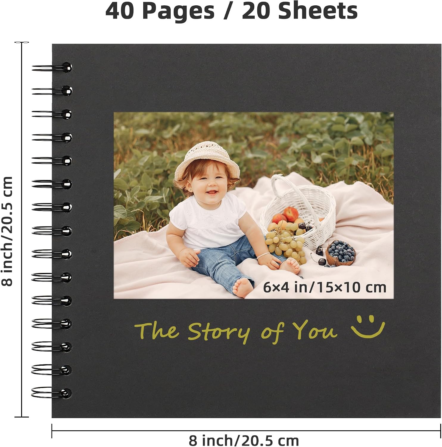 Detalle 2 de Fotoalbum zum Selbstgestalten (Scrapbook Fotobuch) 21 x 21 cm, 40 Seiten, schwarz – zum Einkleben