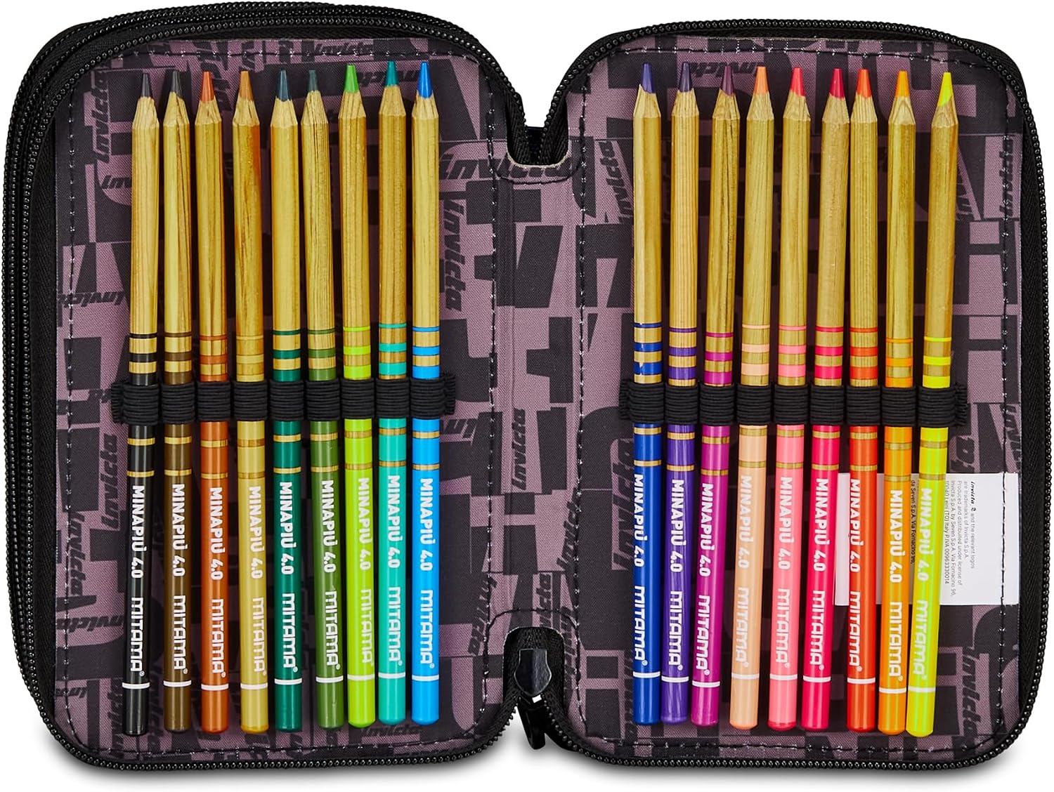 Detalle de Invicta Astuccio Scuola 3 Zip Fantasy blu con portapenne triplo scomparto completo