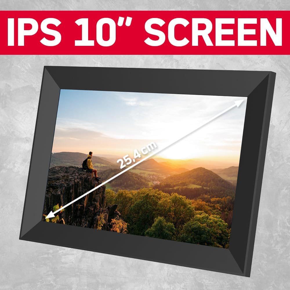 Thumbnail 1 de AgfaPhoto Cadre Photo Numérique Realiview APF1000, écran LED 10" 1024x600 avec horloge et calendrier programmable