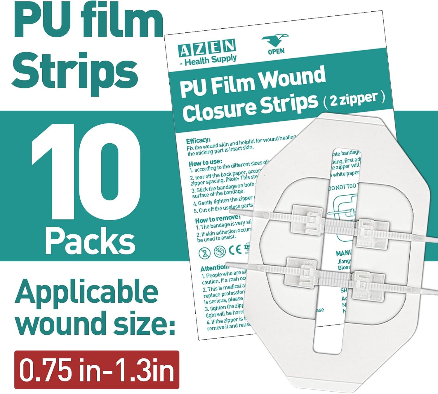 Detalle 2 de AZEN 10 Pack wound closure strips 🩹