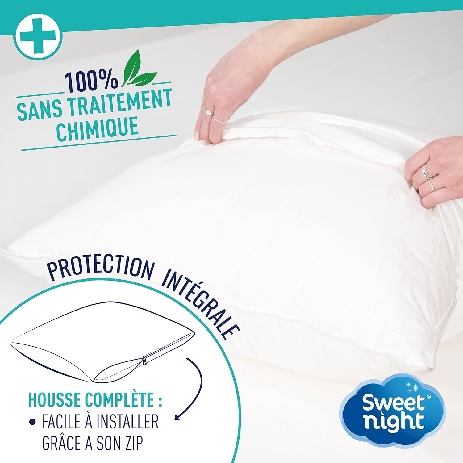 Thumbnail 3 de SWEET NIGHT Protège Oreiller 60x60 cm