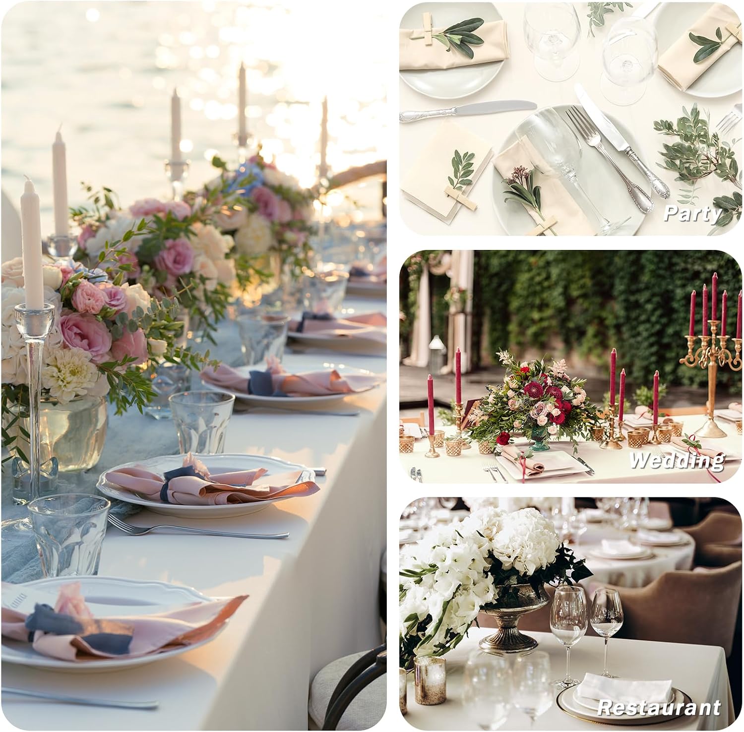 Detalle de Fixwal 6 Pack Ivory 70 x 120 Inch Rectangle Tablecloths