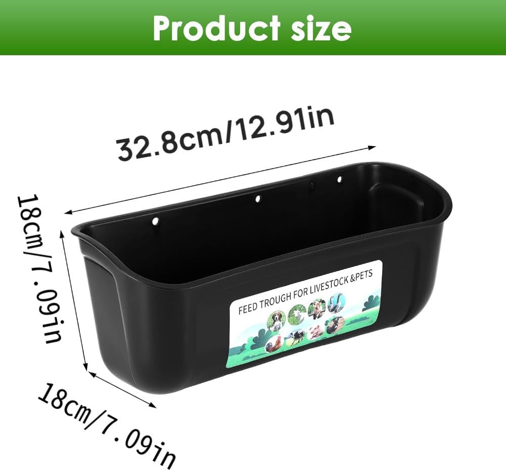 Thumbnail 2 de YEASQGS Extra Large Fence Feeder Chicken Hanging Feed Trough Poultry Waterer Bucket – 2 Pack (Black)