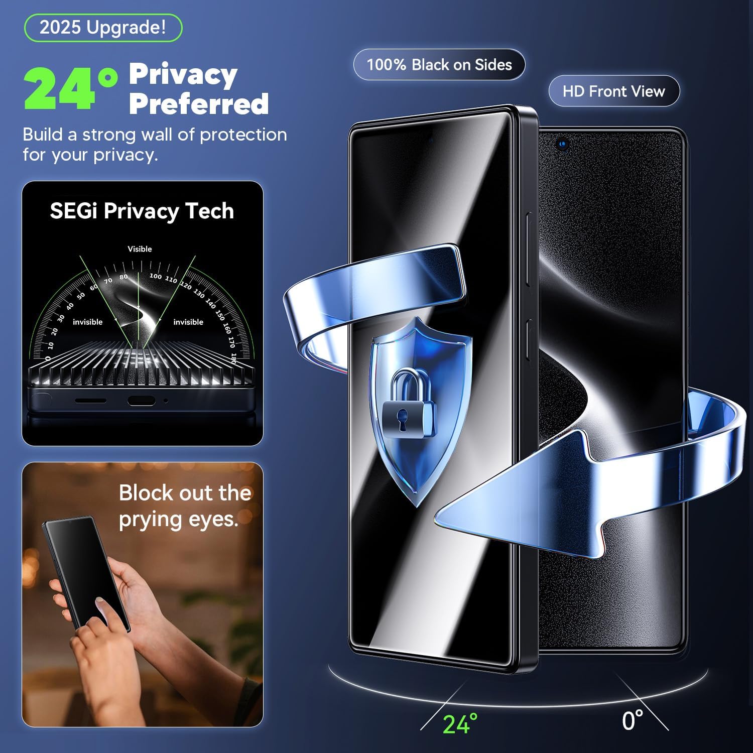 Thumbnail 1 de WSKEN Privacy Screen Protector for Samsung Galaxy S26 5G – 24° Anti Spy, Auto Dust‑Elimination, 9H+ Tempered Glass
