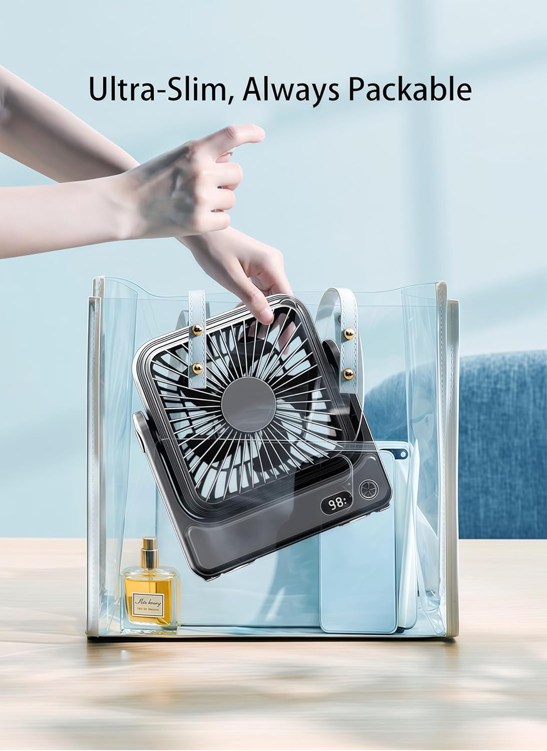 Detalle de Magnetic Travel Fan, 5000mAh Ultra-Slim — Cruise‑Certified Portable Fan for Sleep, Travel & Camping