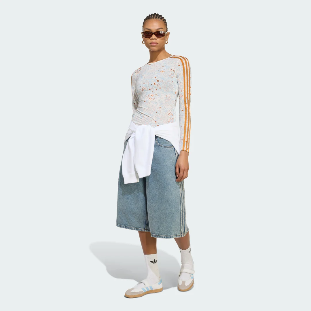 Detalle de Camiseta de manga larga Adidas Originals Summer Glow Mesh Graphics – Blanca