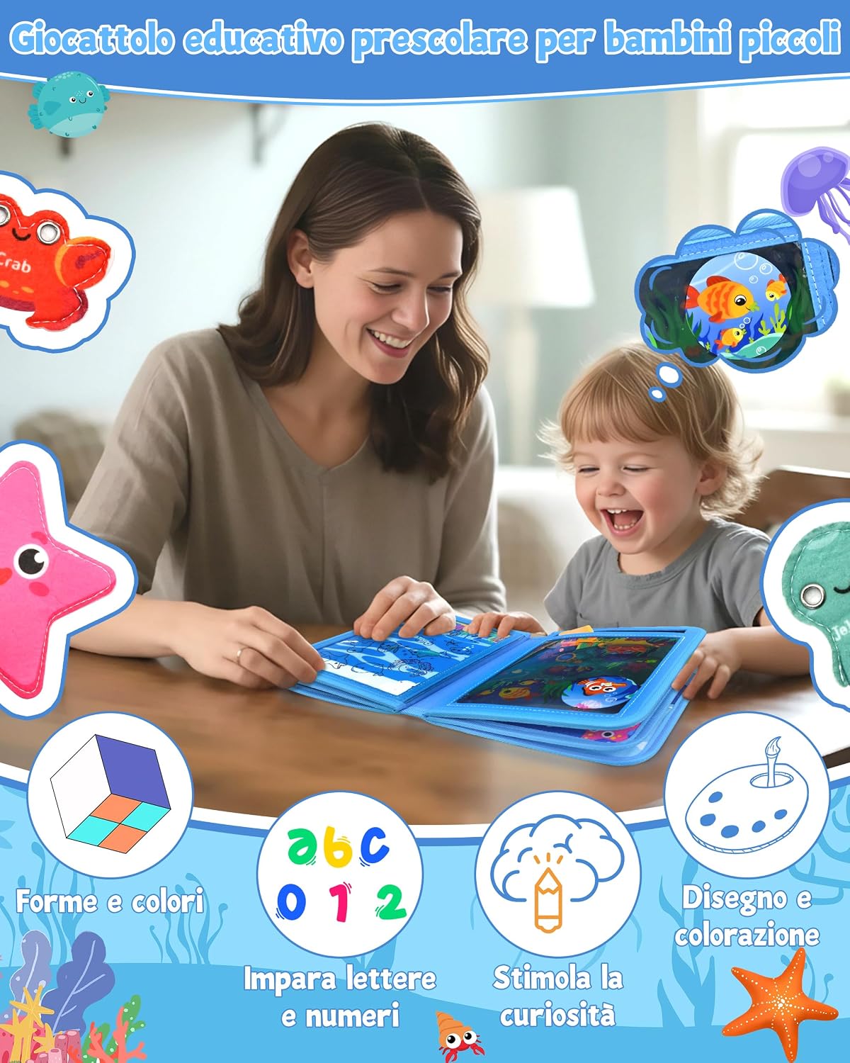Detalle de SAYHALO Busy Board Montessori Libro interattivo 10 pagine