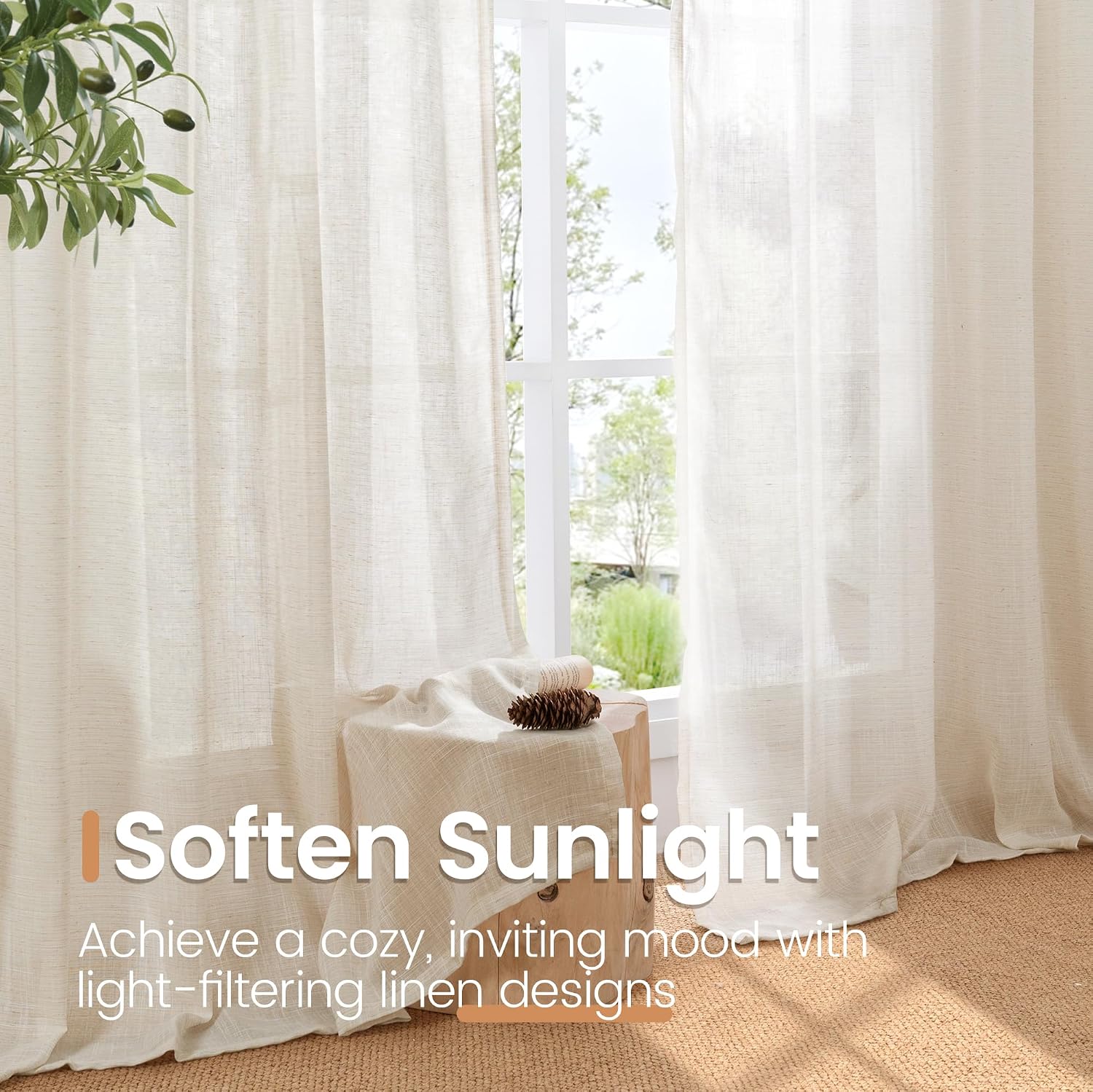 Thumbnail 3 de BGment Sheer Linen Curtains, 84-Inch