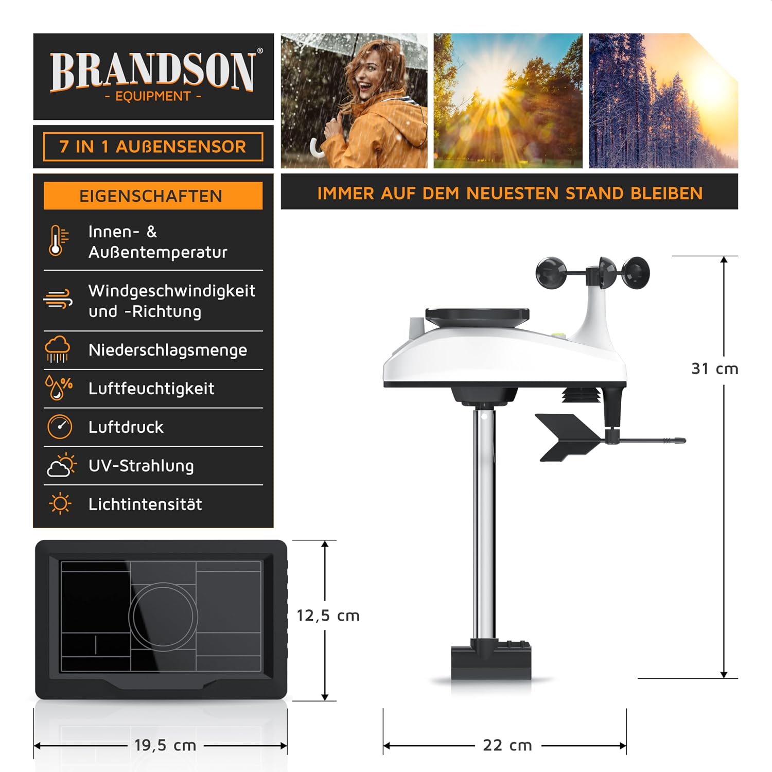 Thumbnail 2 de Brandson WLAN Wetterstation mit 7-in-1 Sensor