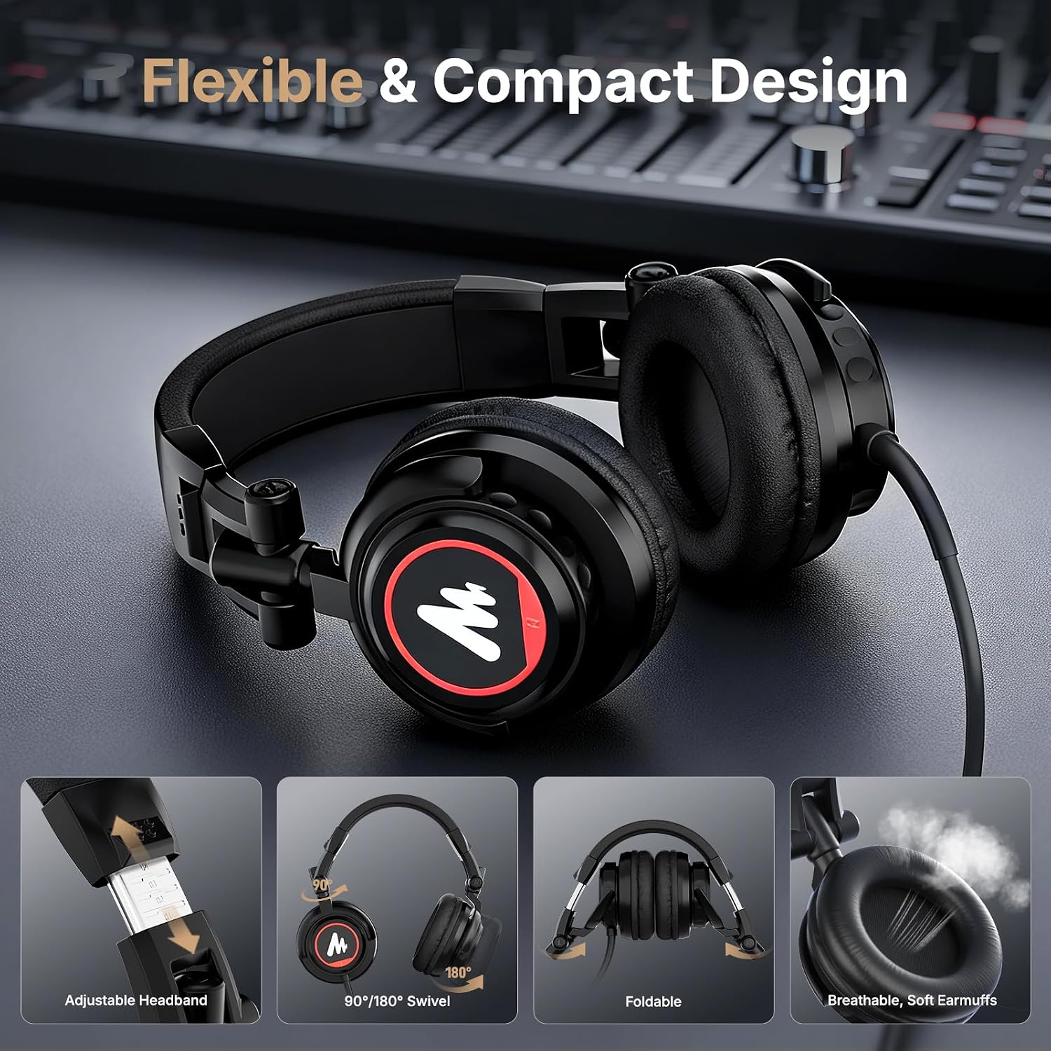 Detalle de MAONO AU-A04H USB Condenser Microphone Kit with Headphones, 192kHz/24-bit