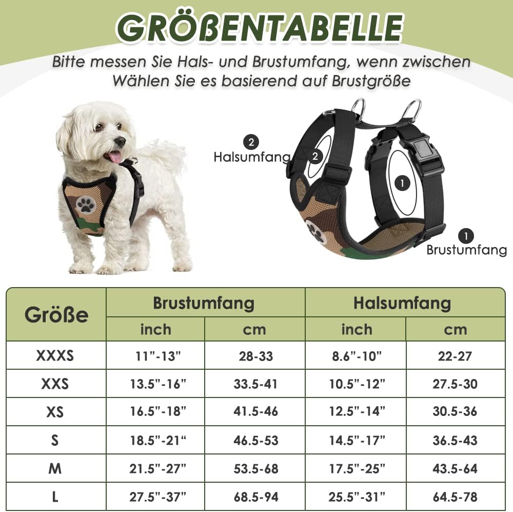 Detalle de SlowTon Hundegeschirr mit Sicherheitsgurt für Auto – Doppellagiges atmungsaktives Latex-Netzgewebe, XS