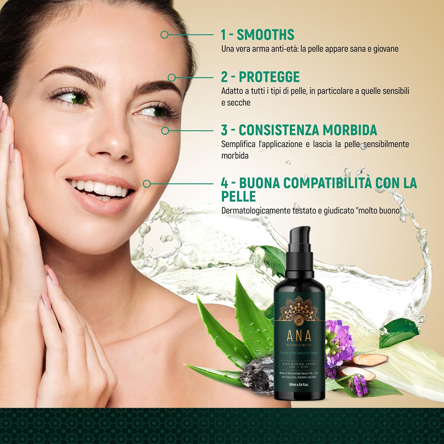 Thumbnail 3 de ANA Naturkosmetik Siero alla Niacinamide 10% 100 ml (100% vegan & bio) con Vitamina C, Aloe Vera e Zinco
