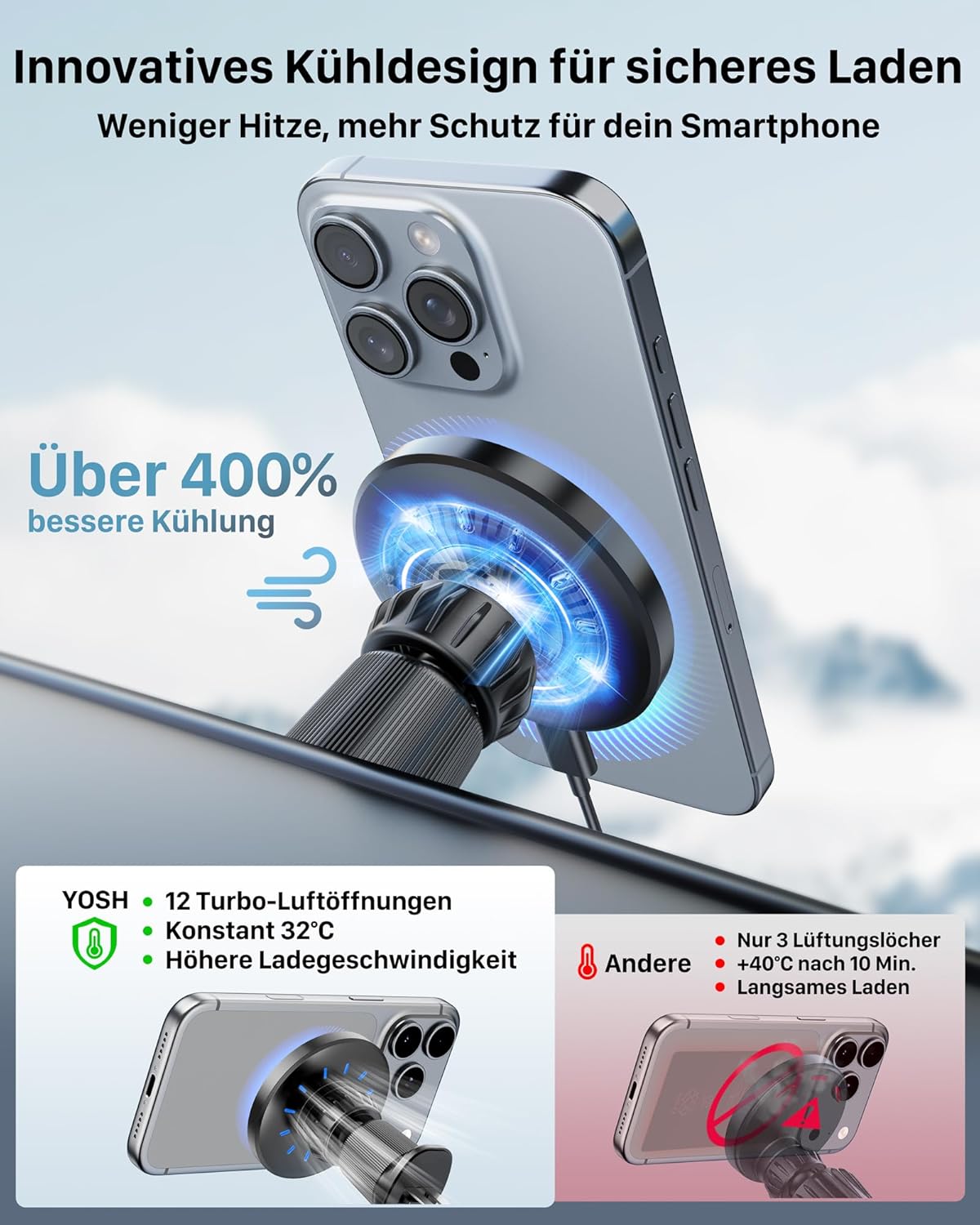 Thumbnail 4 de YOSH Magsafe Autohalterung mit 15W Ladefunktion