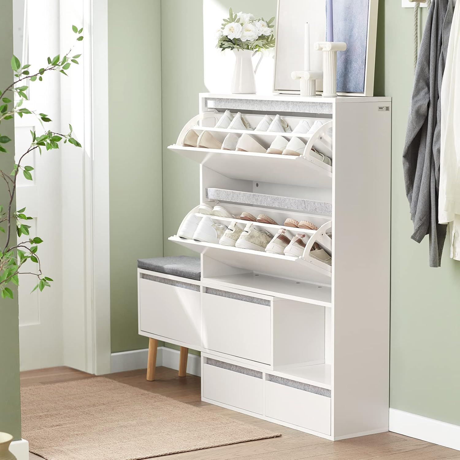 Detalle 2 de SoBuy FSR134-W Banco zapatero 124-92 cm