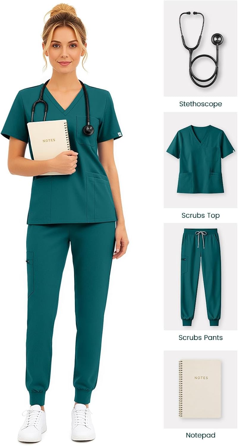 Detalle de Eadflie Women's Scrub Set with 9 Pockets
