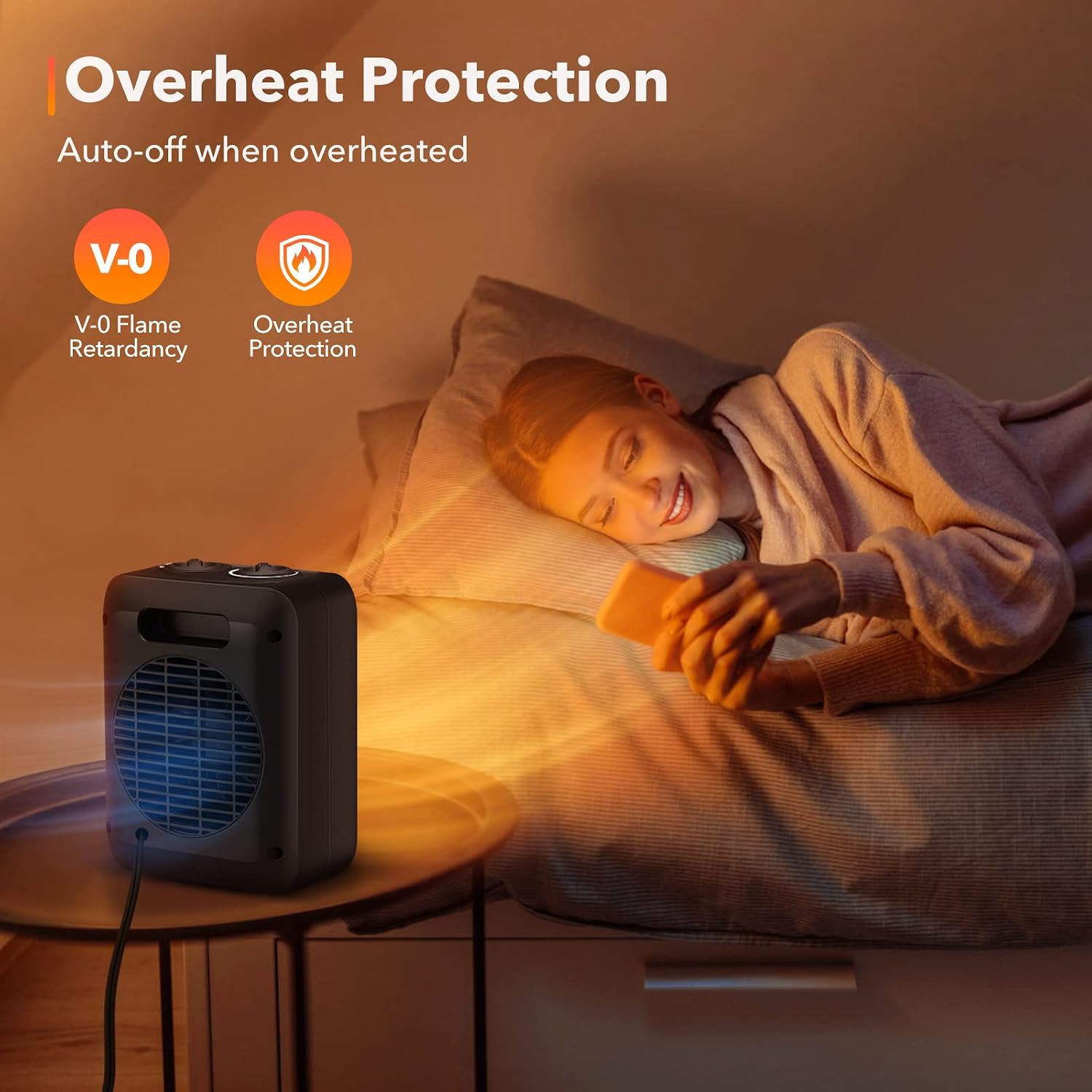 Detalle de Brightown PTC-1901 Ceramic Space Heater, 1500W/750W, Fan Mode and Safety Shut-Offs