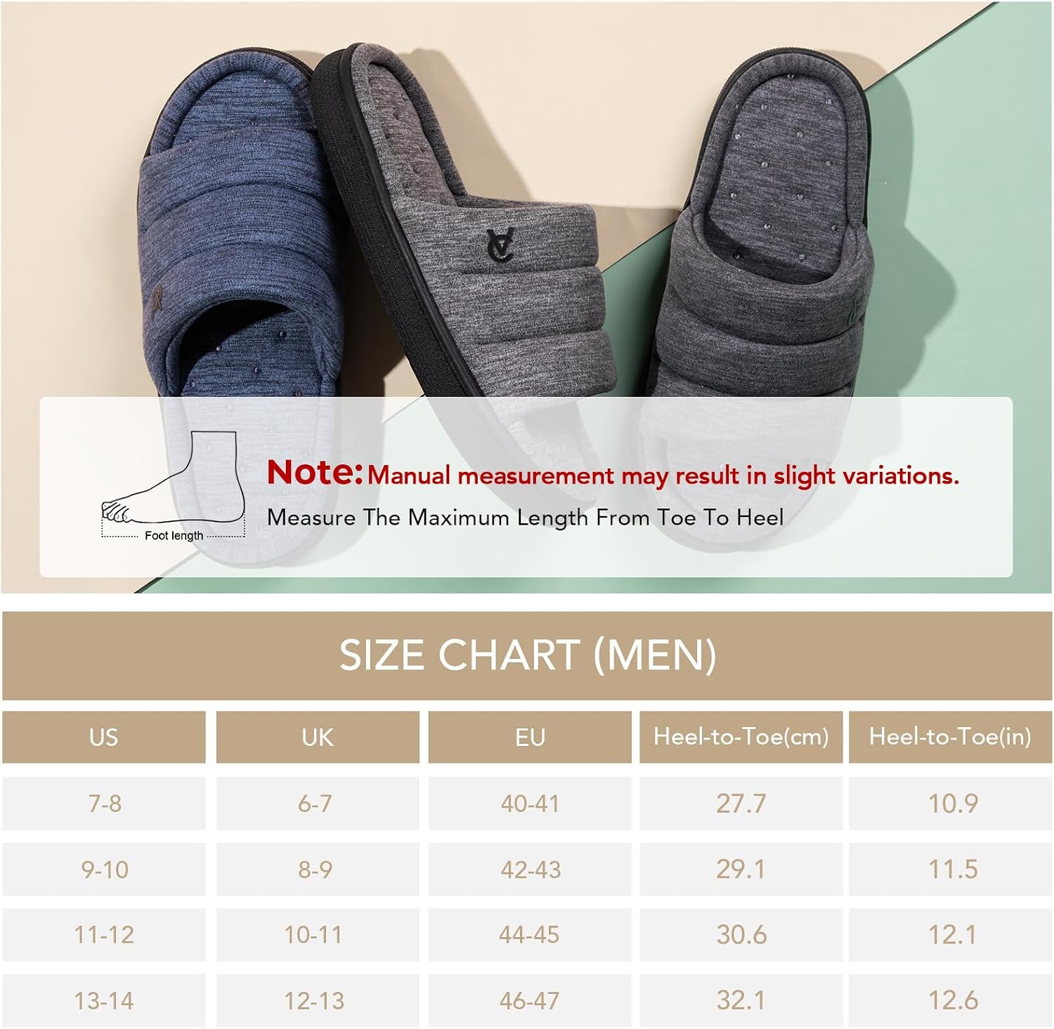 Detalle 2 de VeraCosy Men’s Open-Toe Slide Slippers with Memory Foam