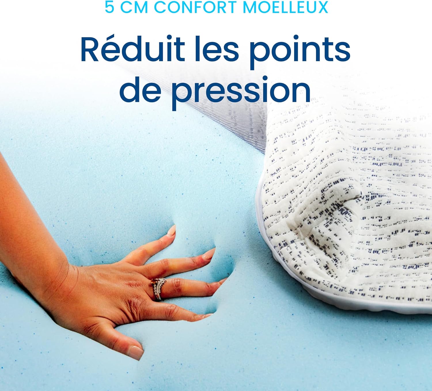 Thumbnail 4 de Surmatelas 90 x 190 - Viscosoft, Gel 5 cm Mémoire de forme avec Housse en Bambou déhoussable