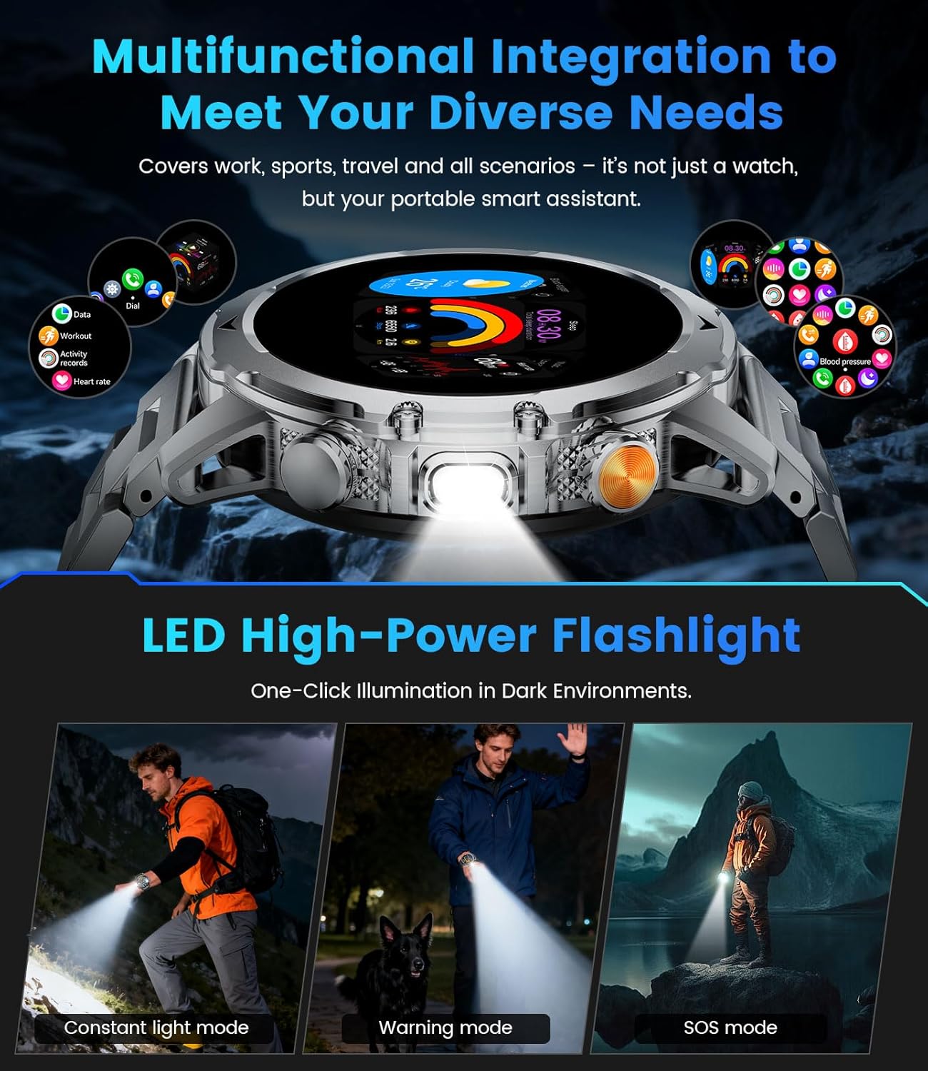 Thumbnail 2 de FitVigor EF23 Military Smart Watch for Men – 1.53" Display, 120+ Sports Modes, 1000mAh Battery, Bluetooth Calling