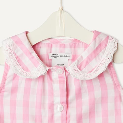 Detalle de Conjunto de Camiseta sin Mangas y Pantalón de Satén de Algodón para Niñas (Gingham Rosa, 2 años) - Amazon Essentials x Sofia Grainge
