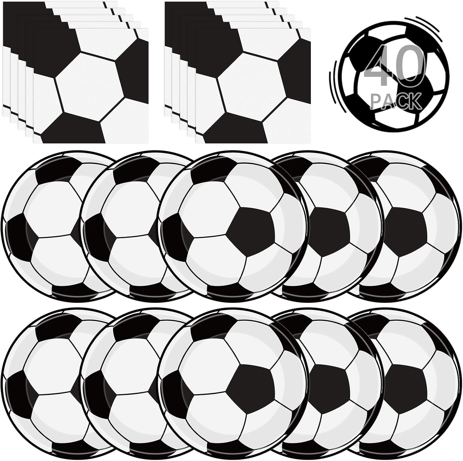 Detalle de 40Pcs Soccer Plates and Napkins Party Supplies – Soccer Birthday Tableware Set (Serves 20)