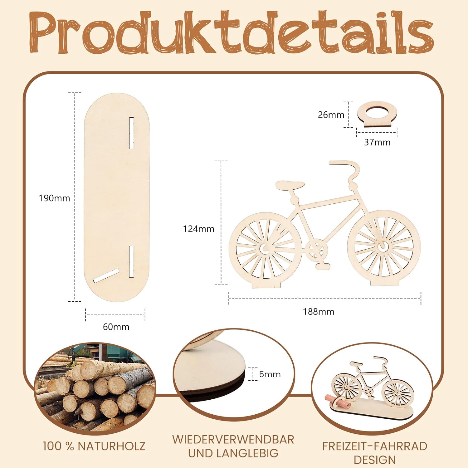Thumbnail 2 de HOLDLEAF Fahrrad Geldgeschenk Holz – Originelles Geschenk für Fahrradfreunde
