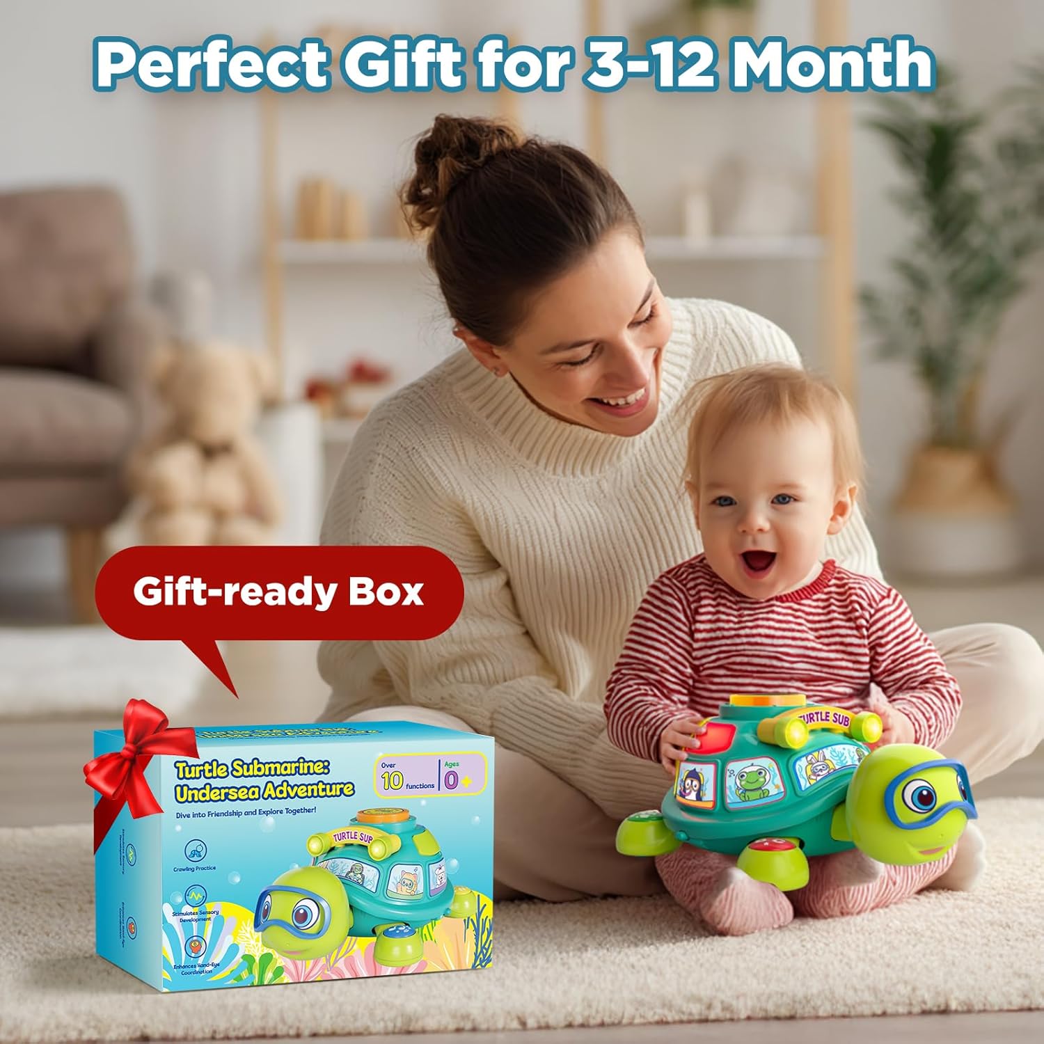 Thumbnail 5 de Musical Crawling Turtle Toy for Babies (3–12 Months) – Light-up, Bilingual Learning Fun